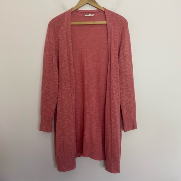 Eileen Fisher Sweaters - Eileen Fisher Coral Red Pink Knit Linen Blend Cardigan Sweater Size Medium